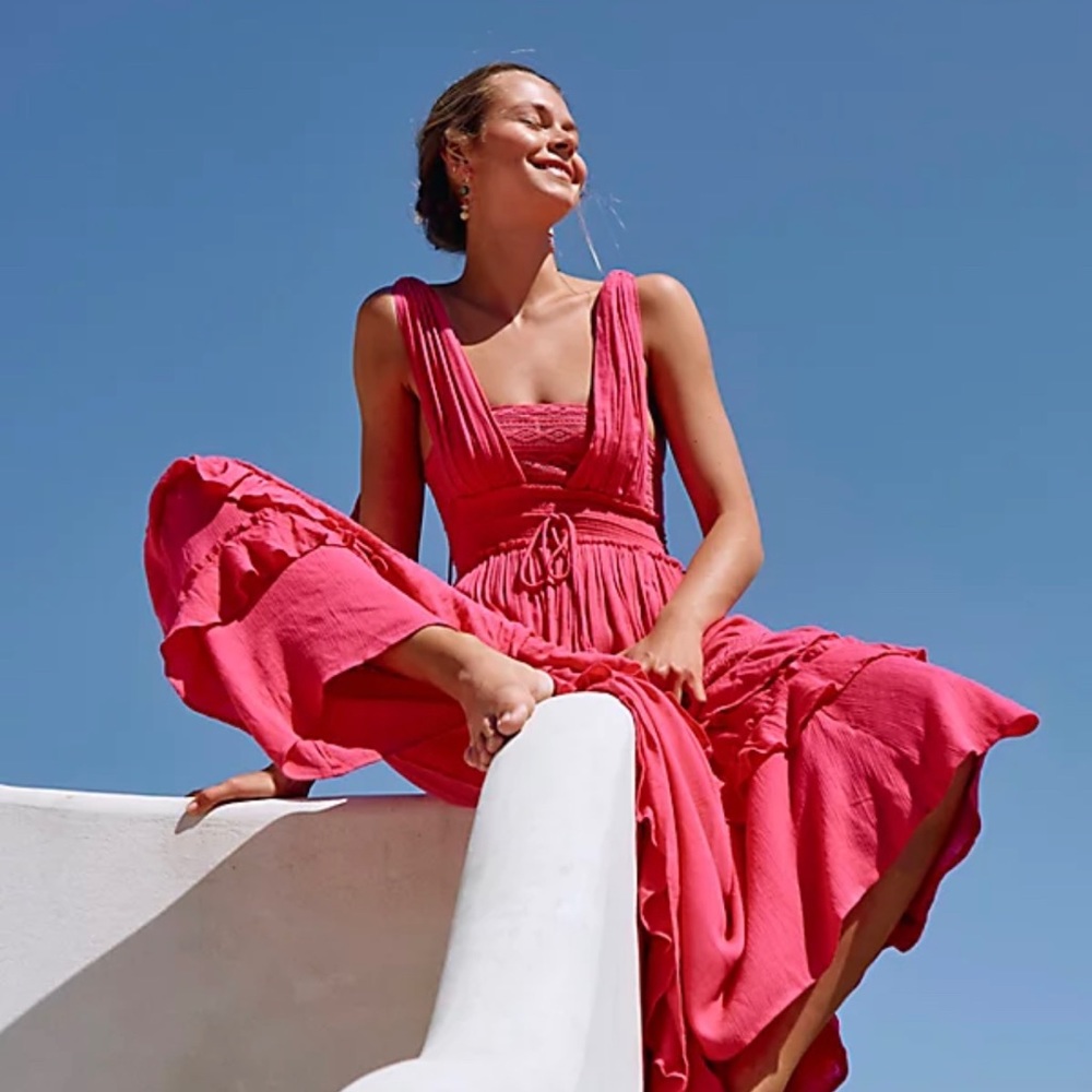 Free people Santa Maria dress in MOXIE (similar to a raspberry) in XL